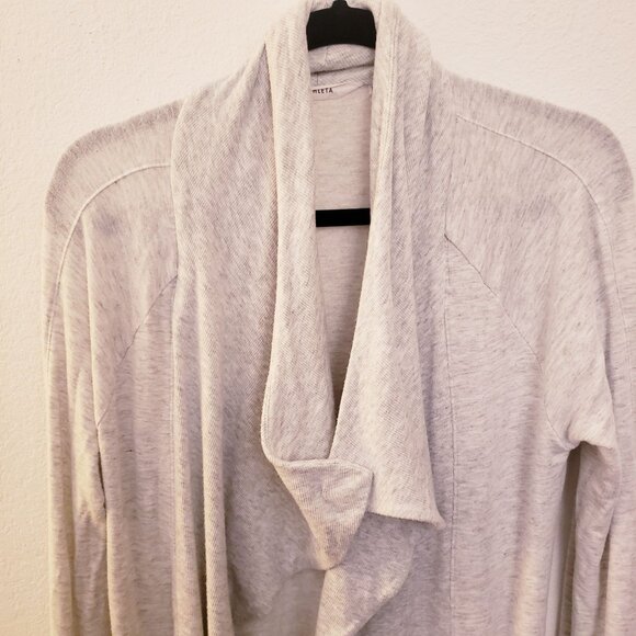 Athleta Lt Grey Drape Neck Open Front Jacket with Pockets/Thumbholes XS EUC - Picture 3 of 8